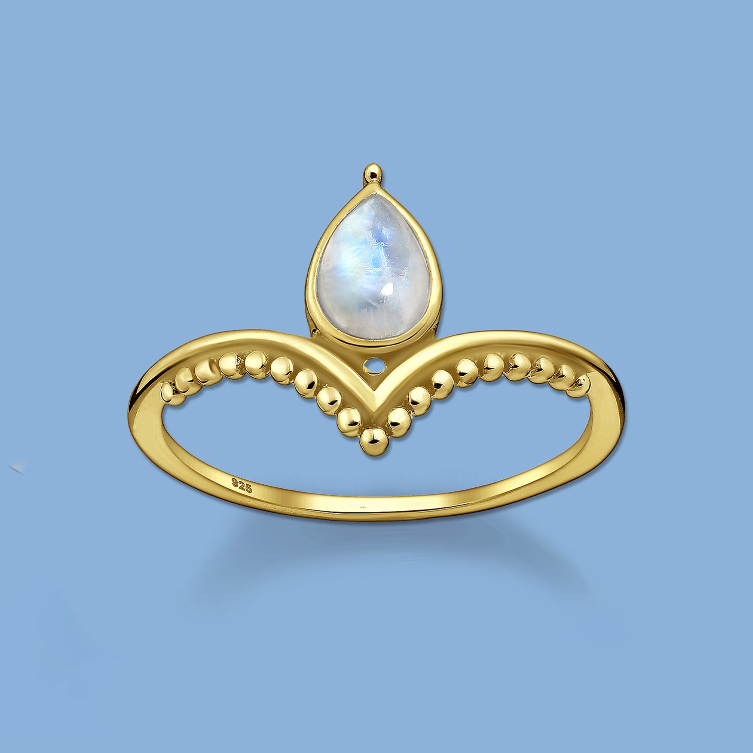 Chevron Ring , gold ring,  Moonstone ring