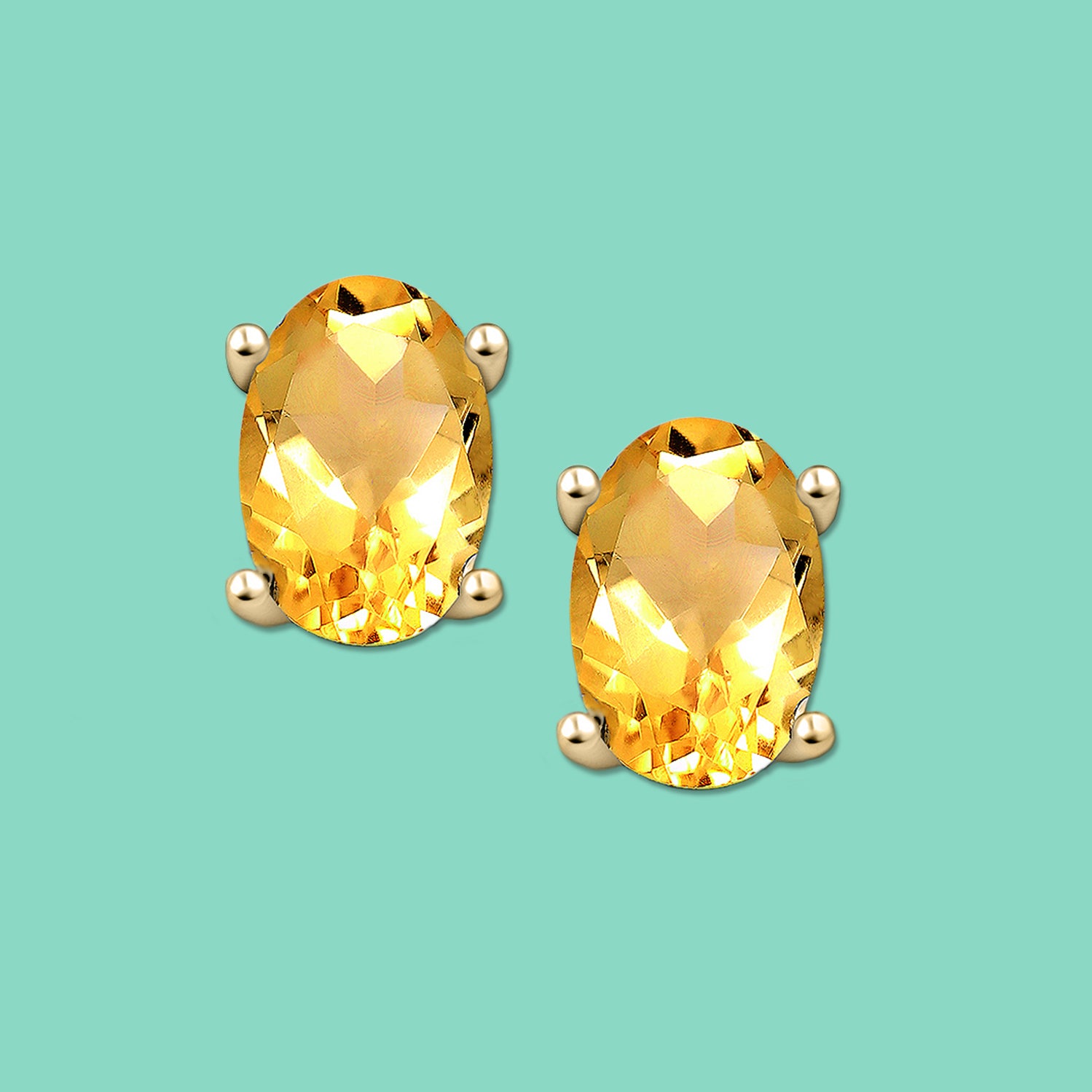 Citrine Stud Earrings, gemstone jewelry