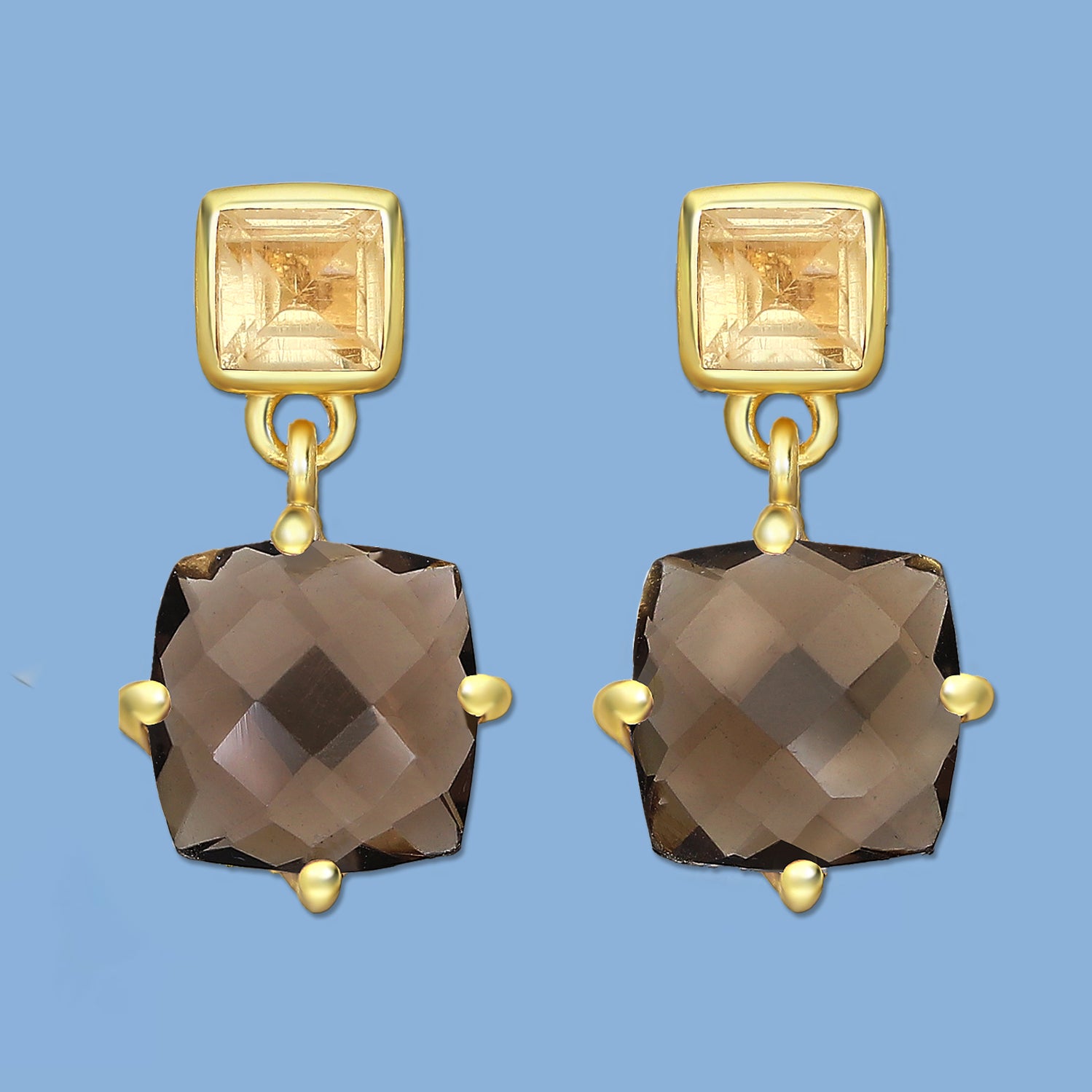 Citrine earrings,  Smoky Quartz earrings