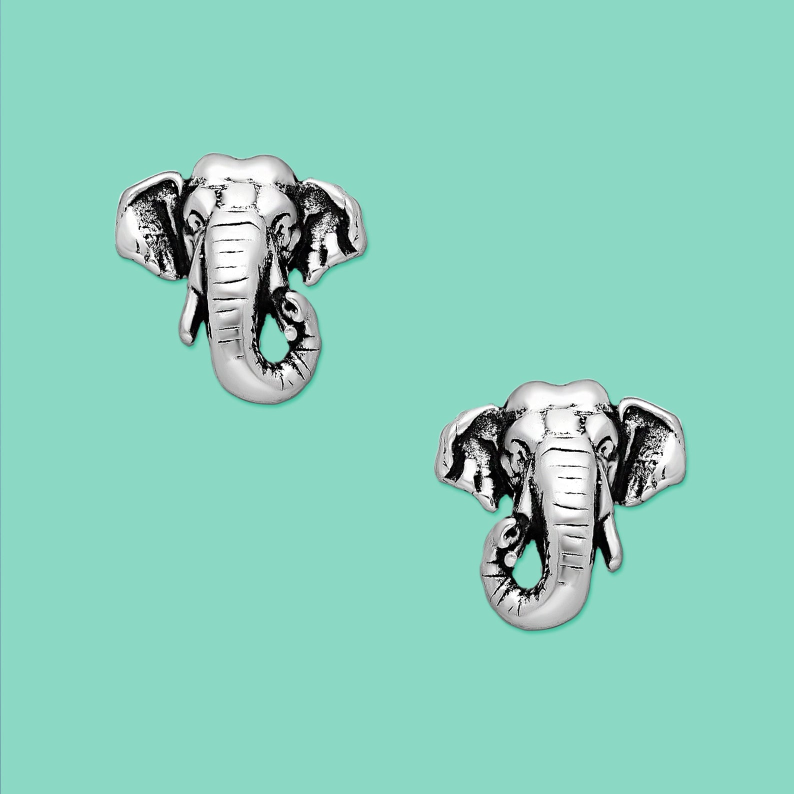 Elephant earrings, Silver Stud Earrings