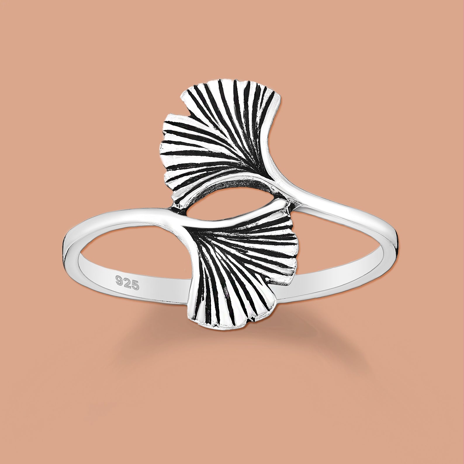 Ginkgo Leaf Silver Ring