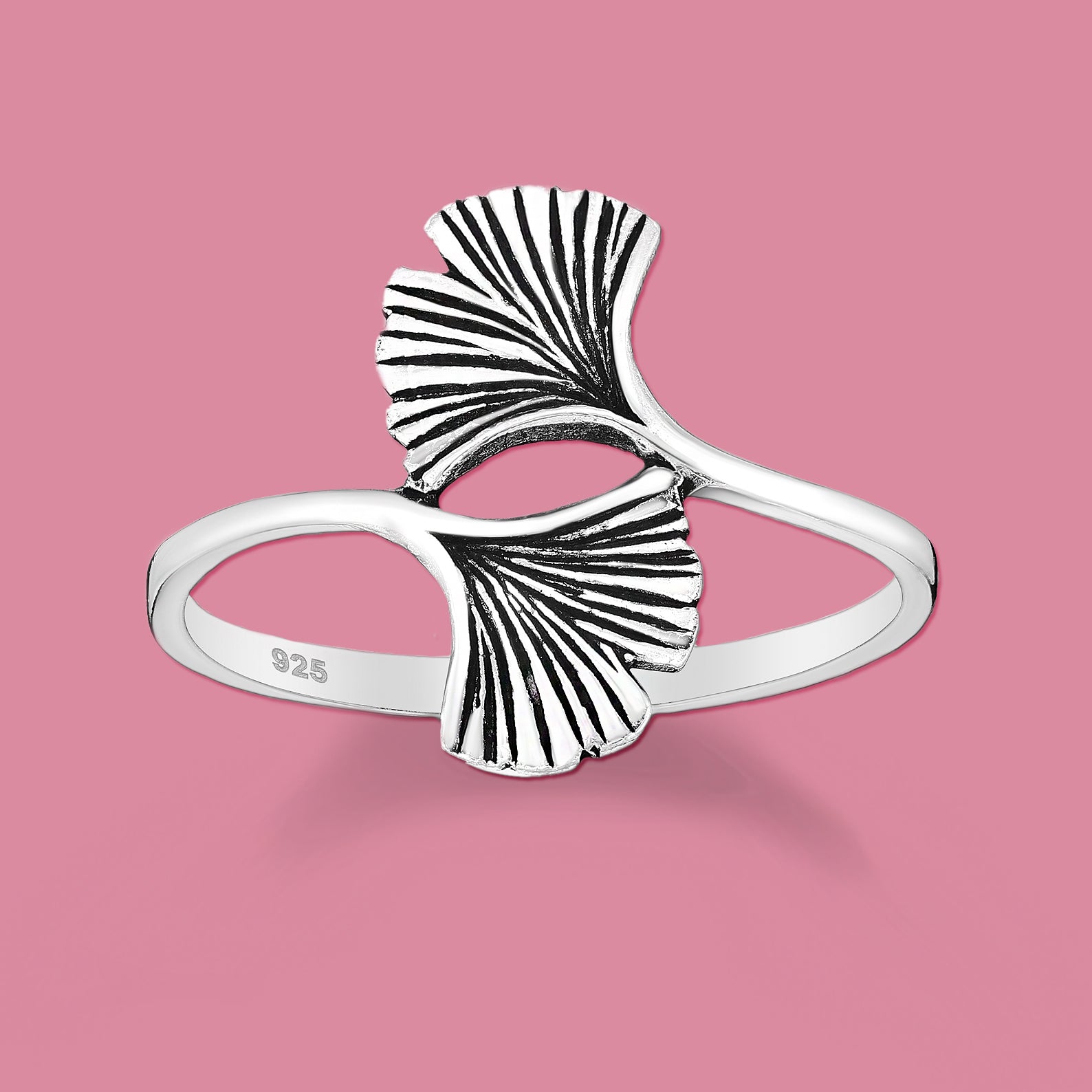 Ginkgo Leaf Silver Ring