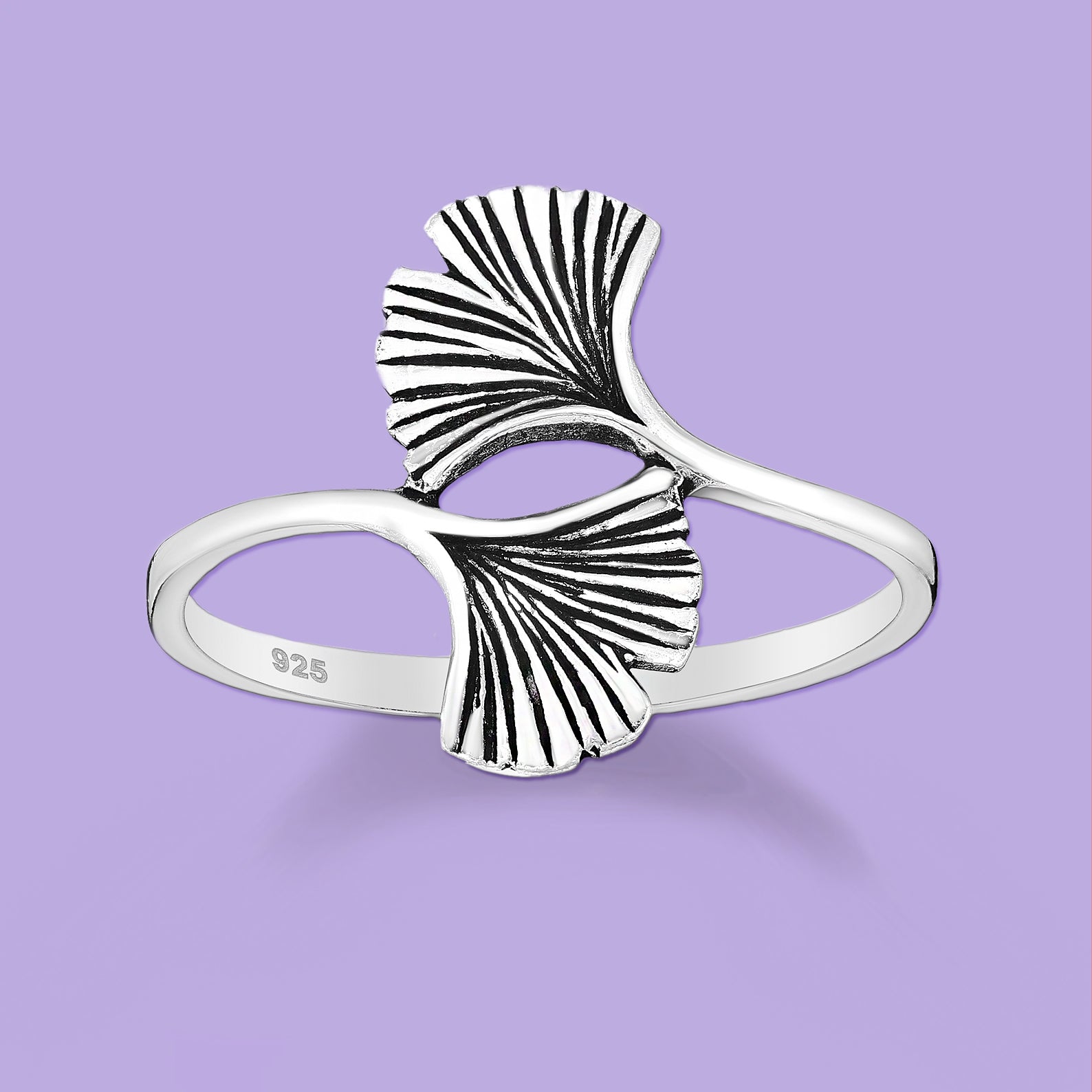 Ginkgo Leaf Silver Ring