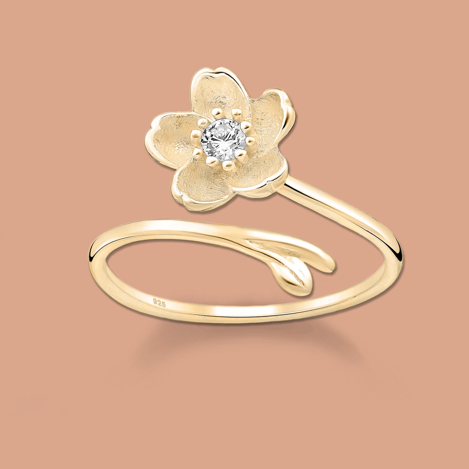 Gold Flower Adjustable Ring