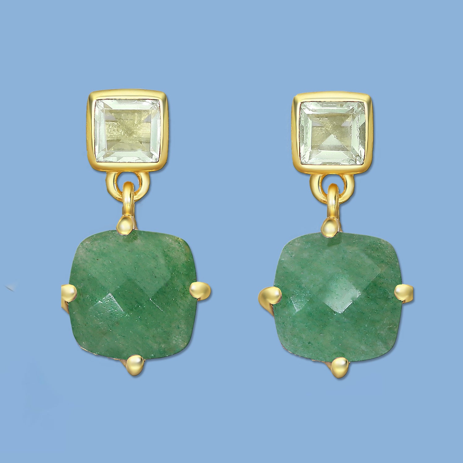 Green earrings,  Aventurine earrings