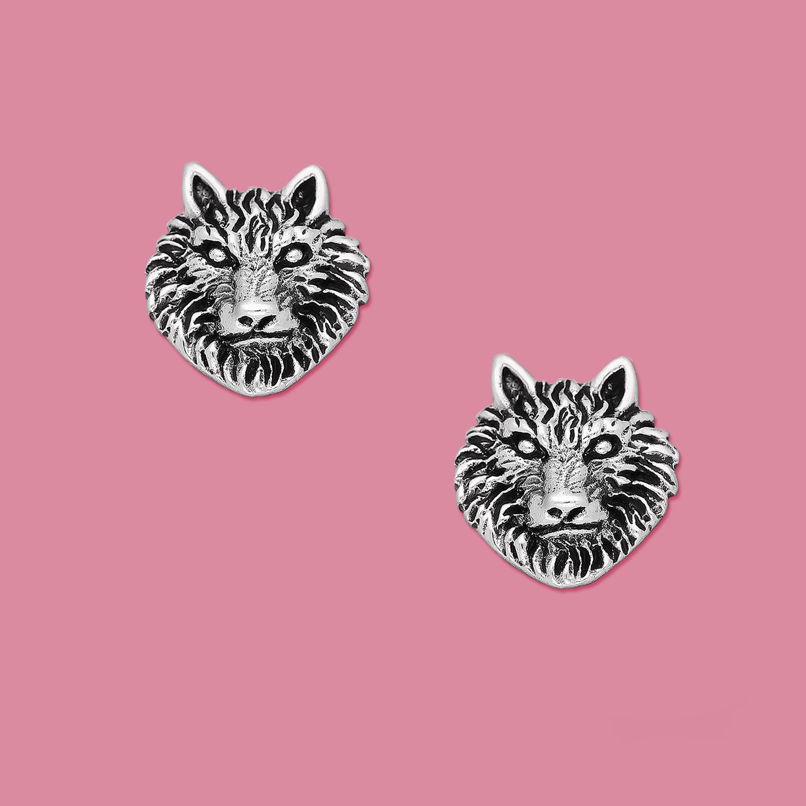 Lion  Stud Earrings, silver earrings