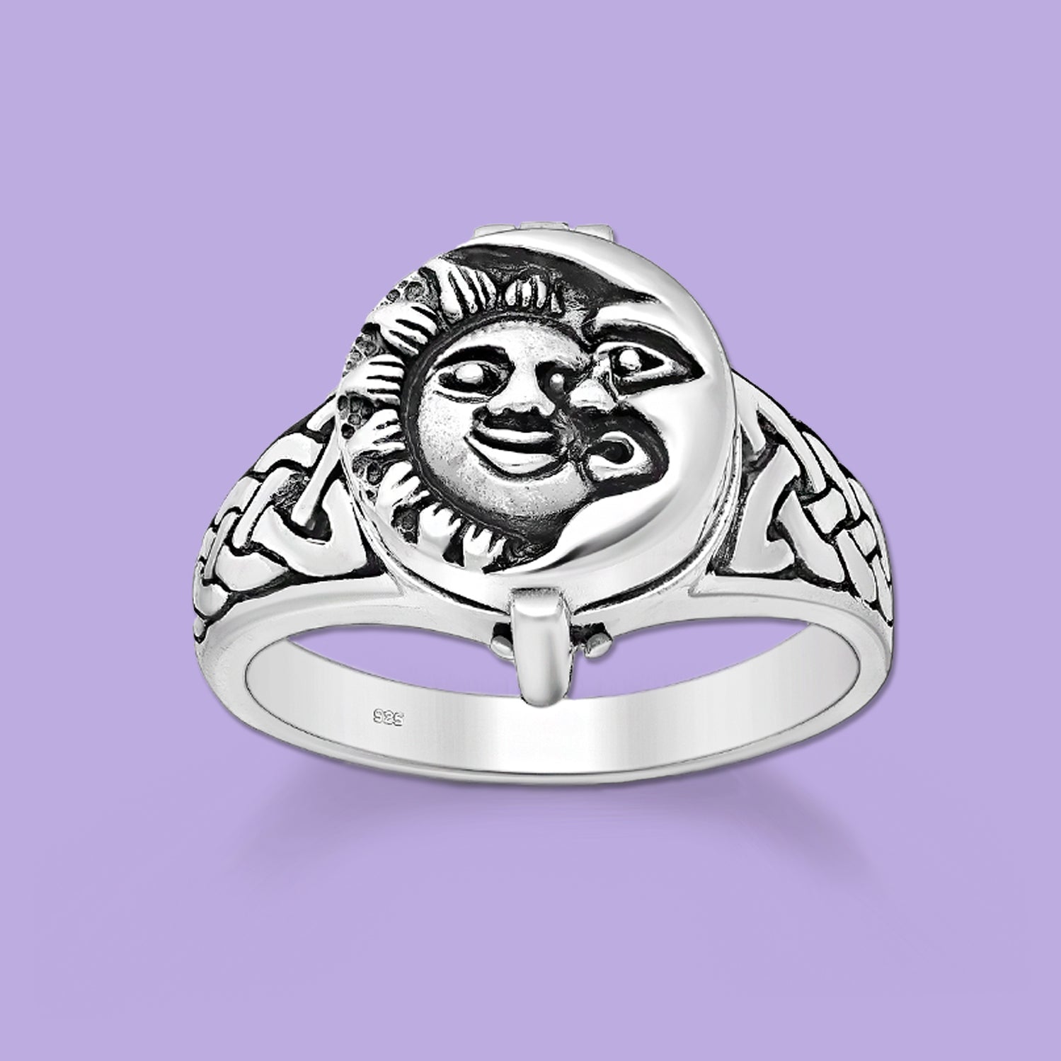 Locket Ring ,Sun, Moon and Celtic ring