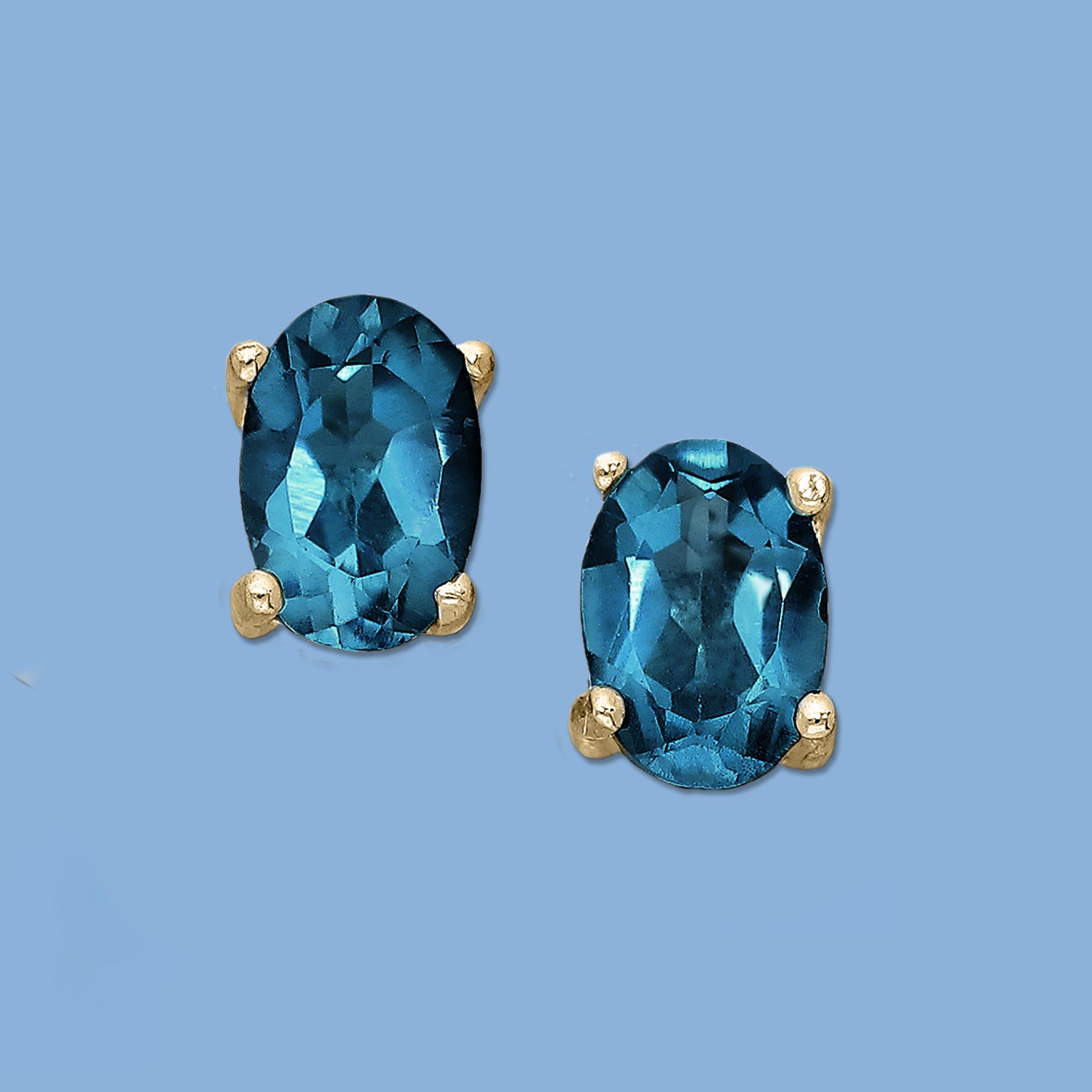 Topaz earrings, blue