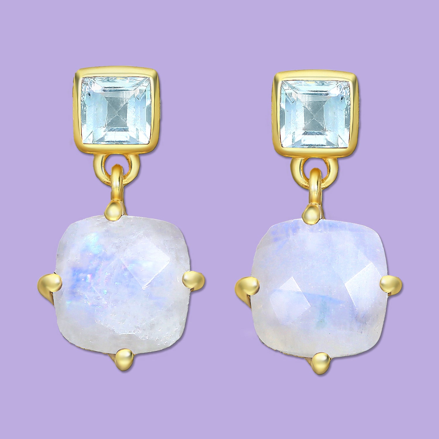 Moonstone  earrings, aSky-Blue Topaz earrings