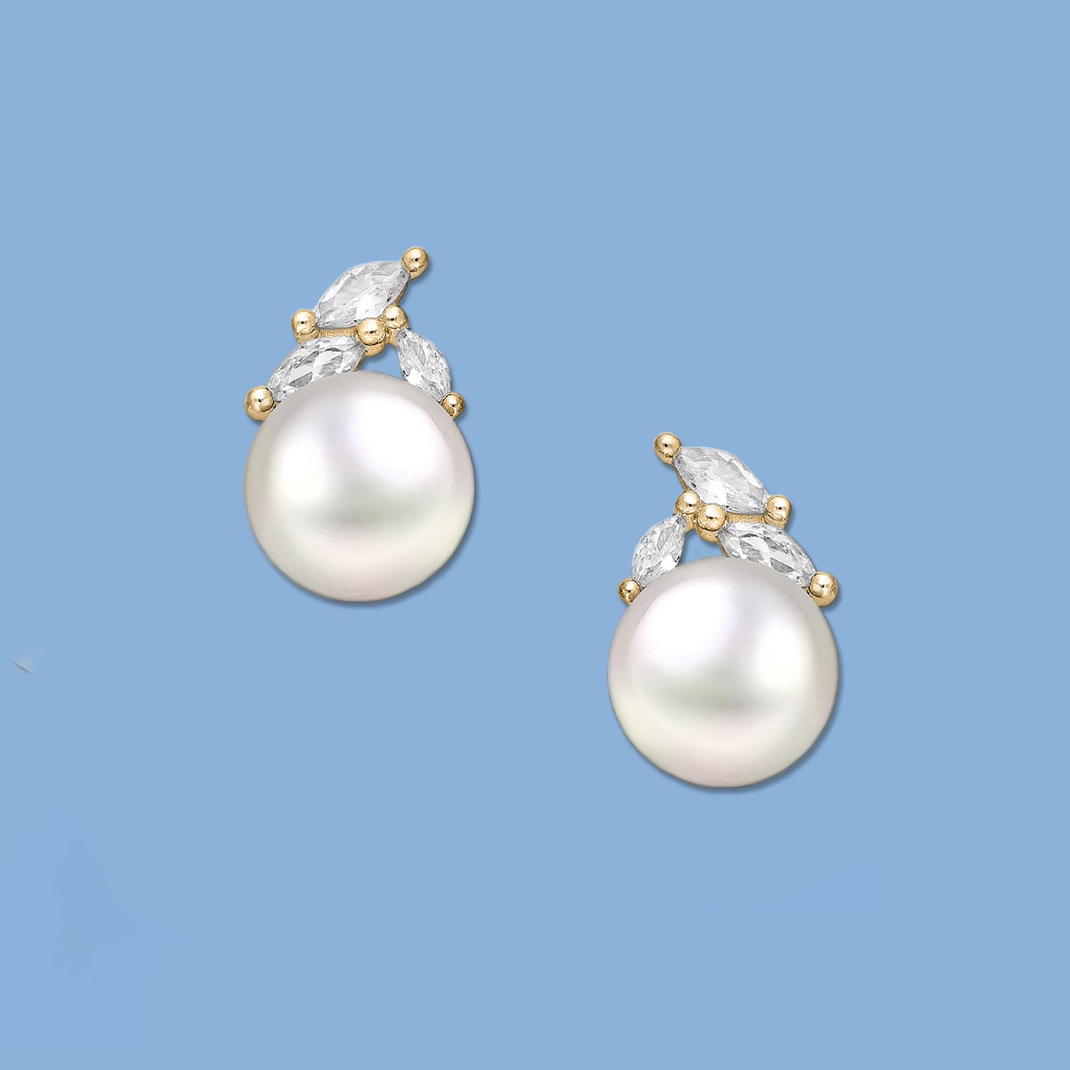 Pearl earrings, Leaf Stud Earrings