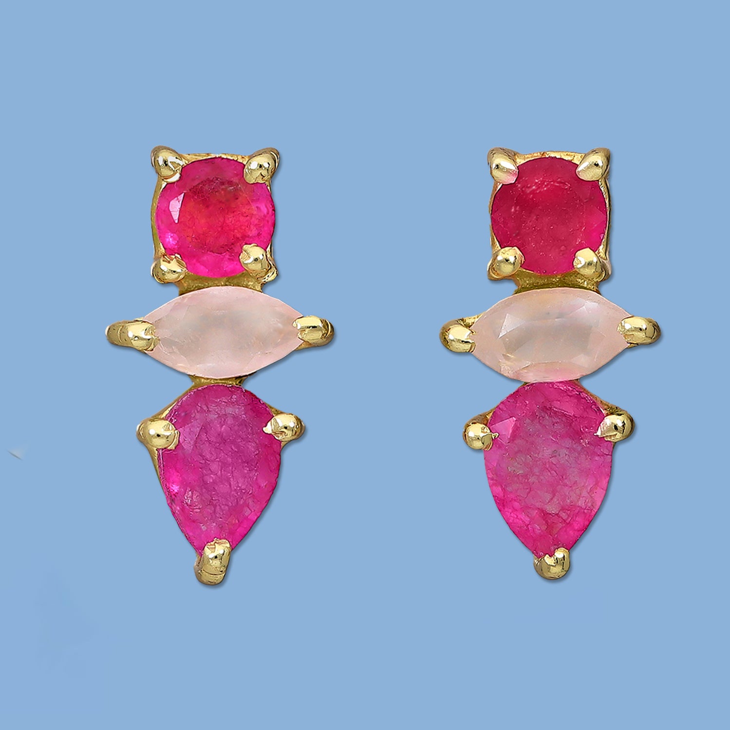 gemstone earrings, pink earrings