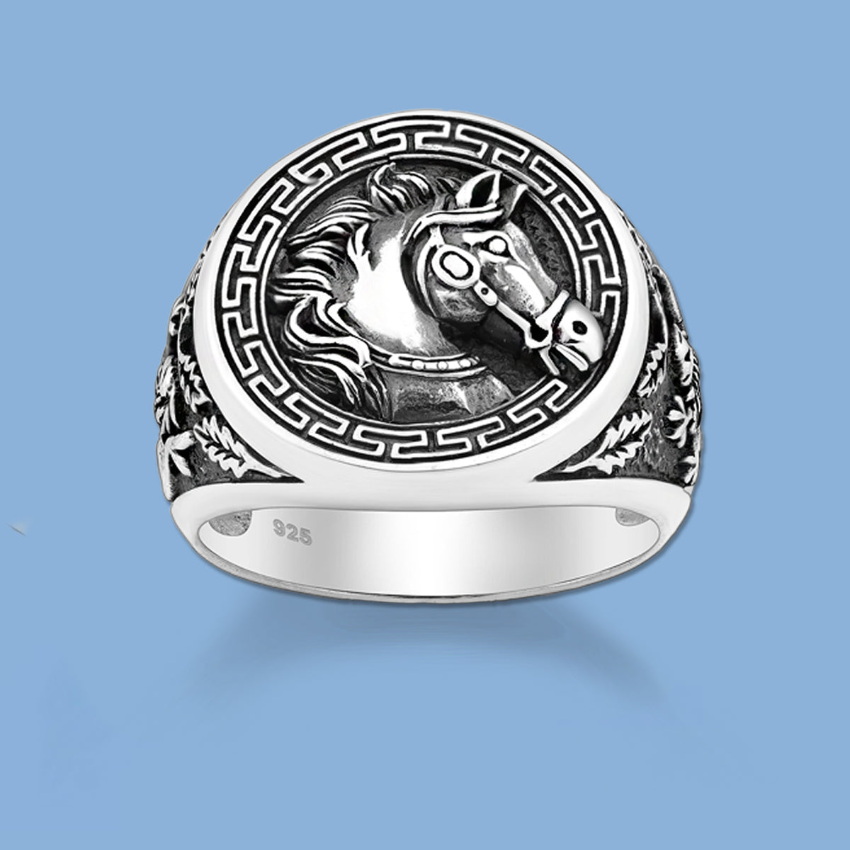 Silver Oxidized Horse Ring