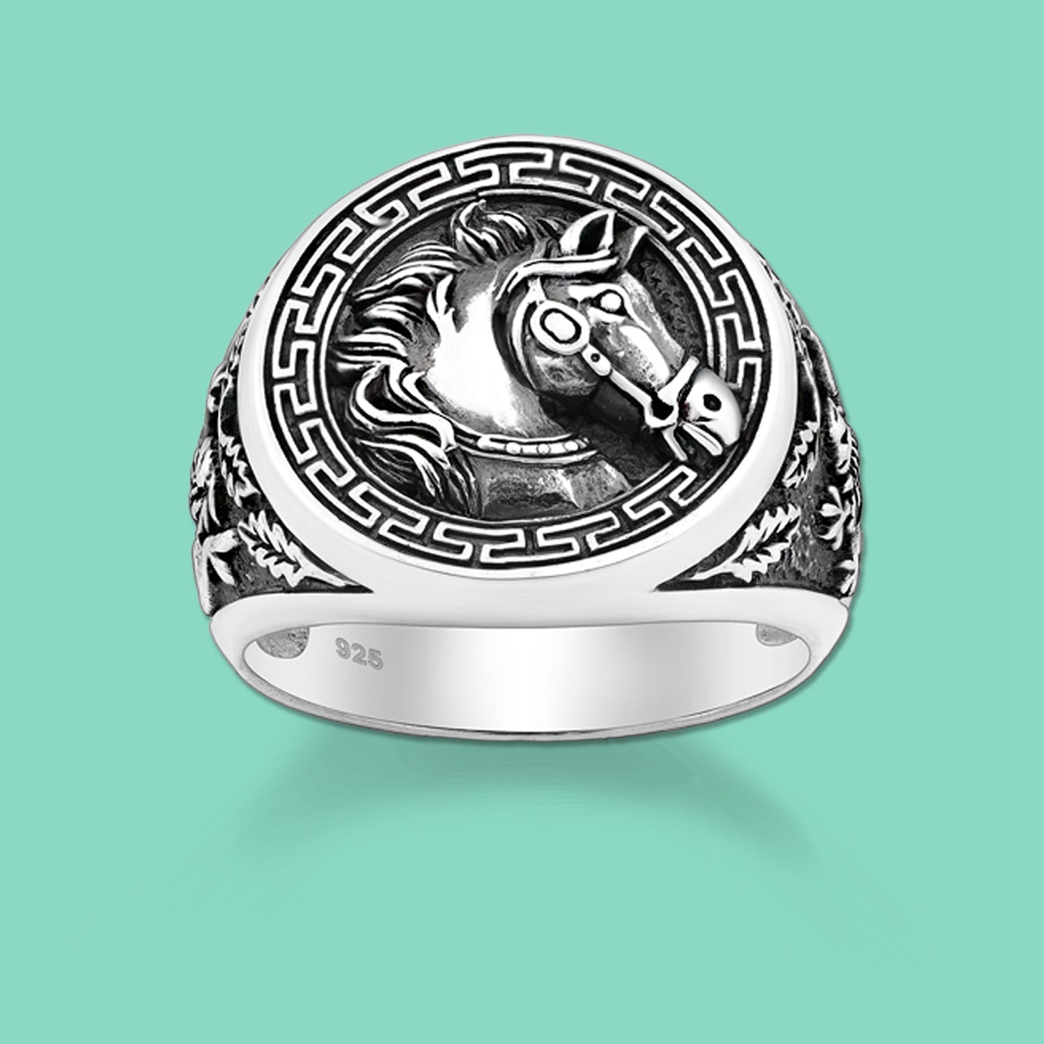 Silver Oxidized Horse Ring