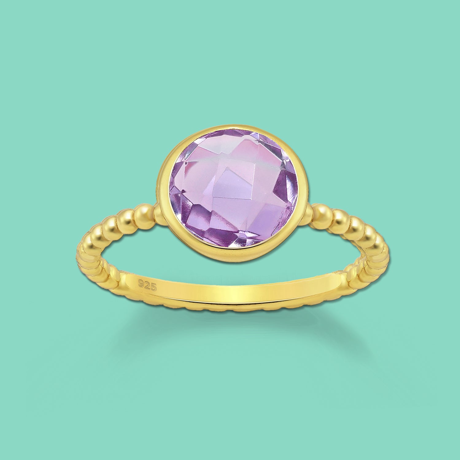  Silver Ring , Amethyst Ring