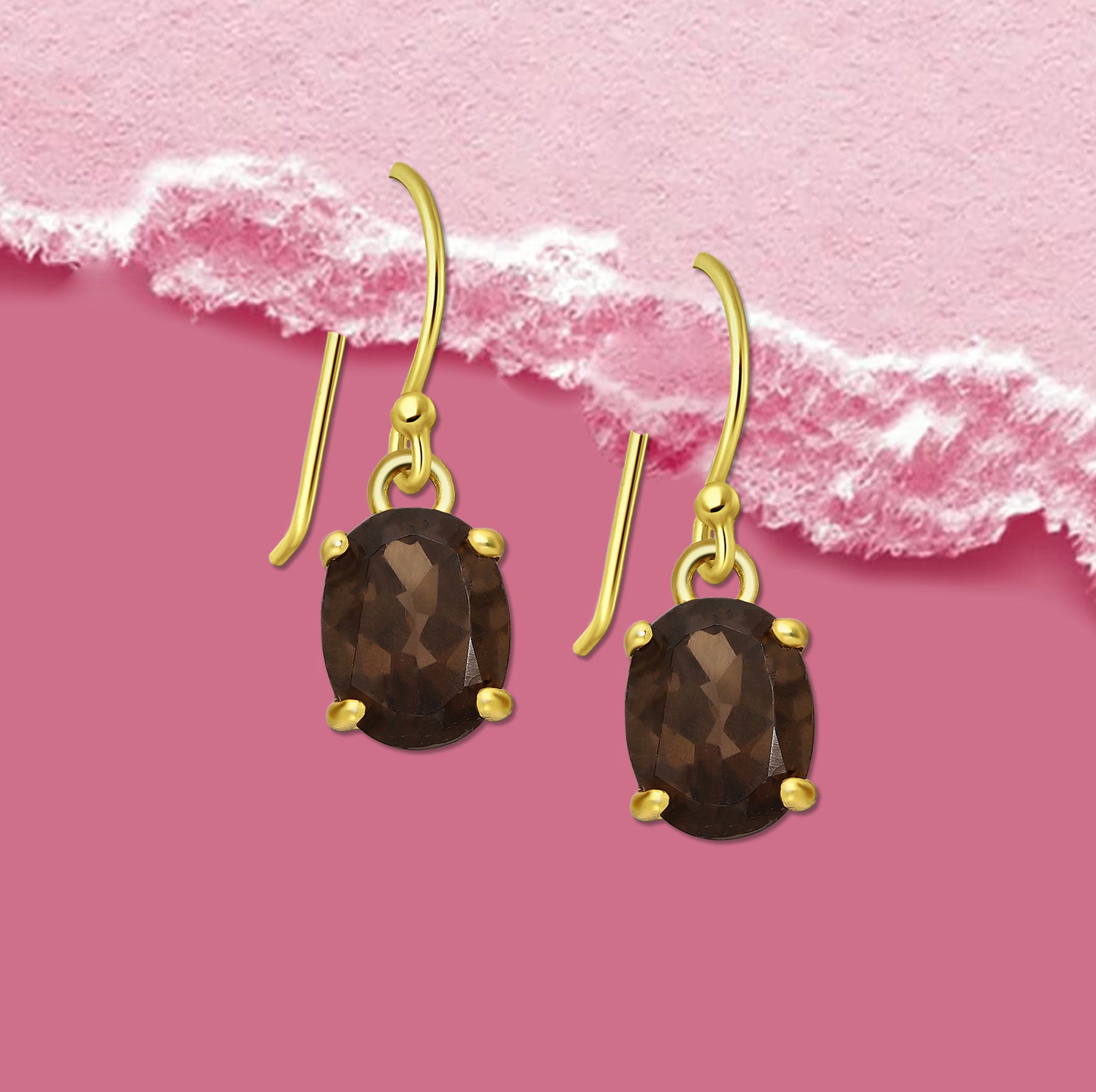 Smoky Quartz Earrings , hook earrings