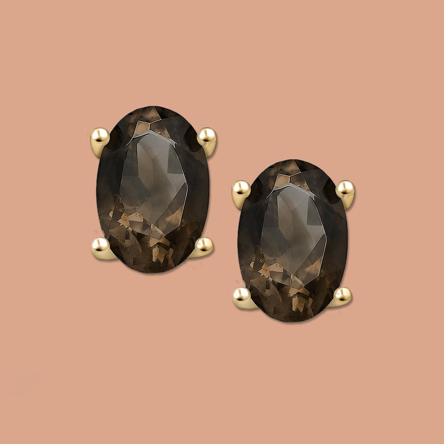 Smoky Quartz studs, gemstone earrings 