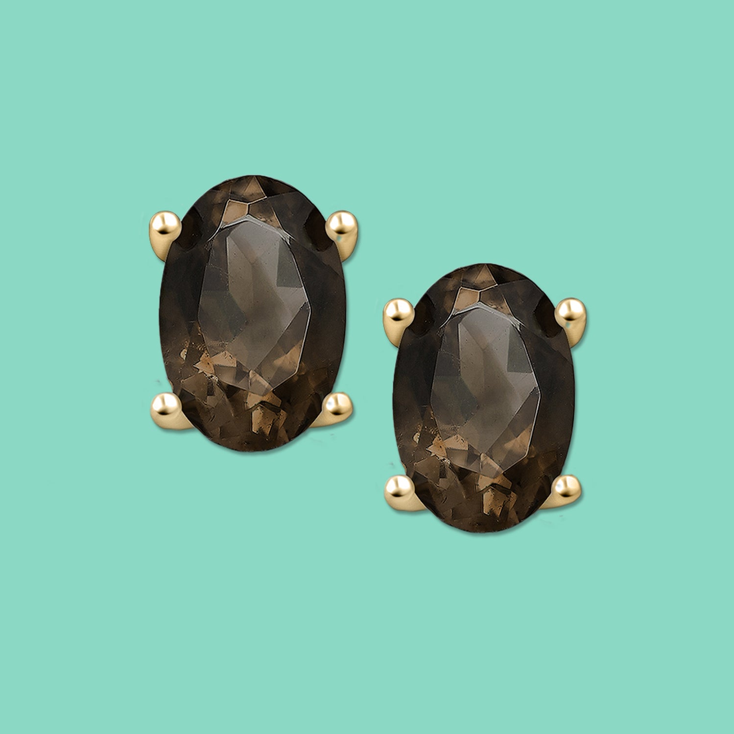 Smoky Quartz stud earrings, Smoky Quartz earrings