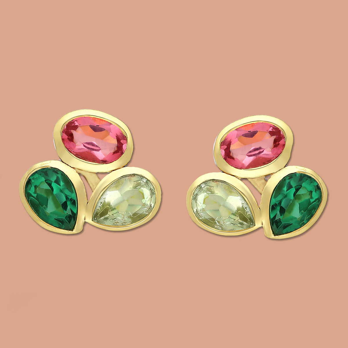 Tourmaline earrings, stud earrings