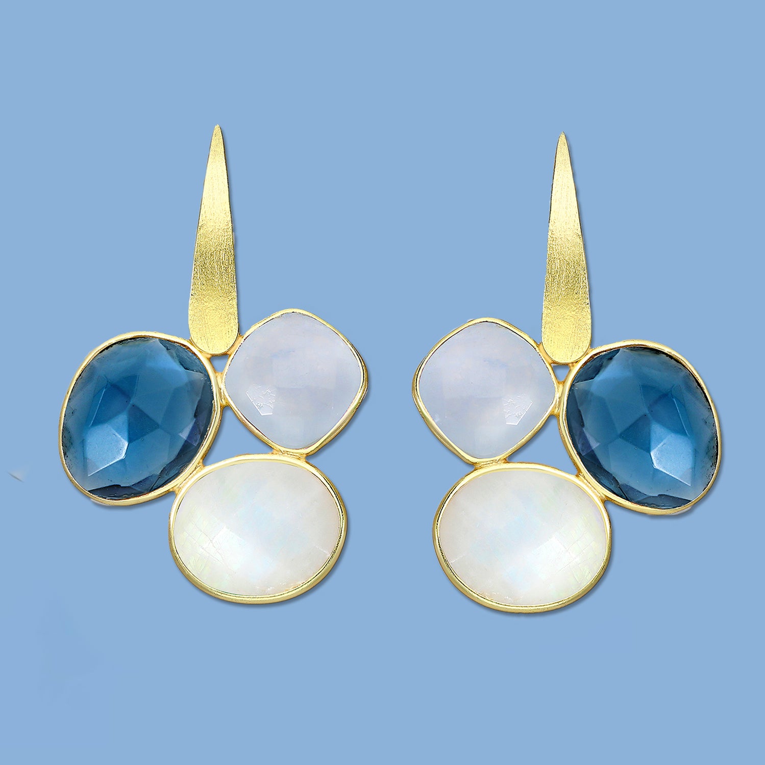 lolite, Jade and Moonstone earrings, stud earrings