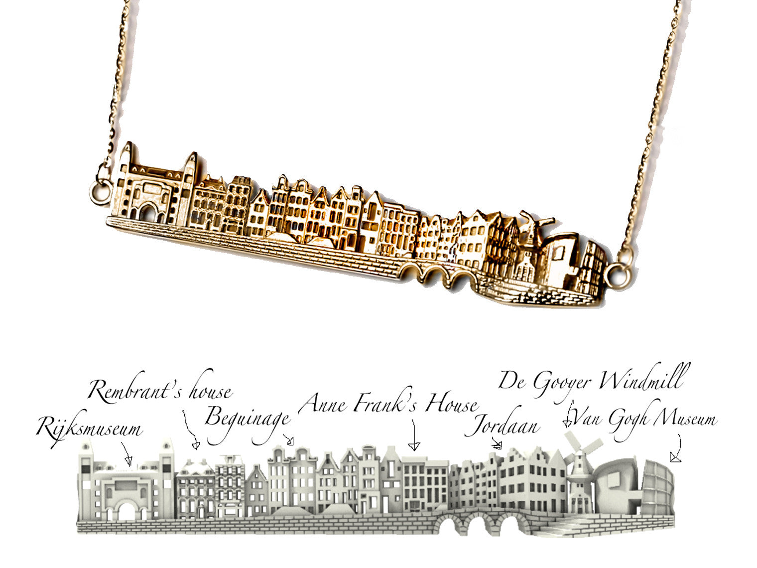 City Necklace Amsterdam in 14K/18K Gold