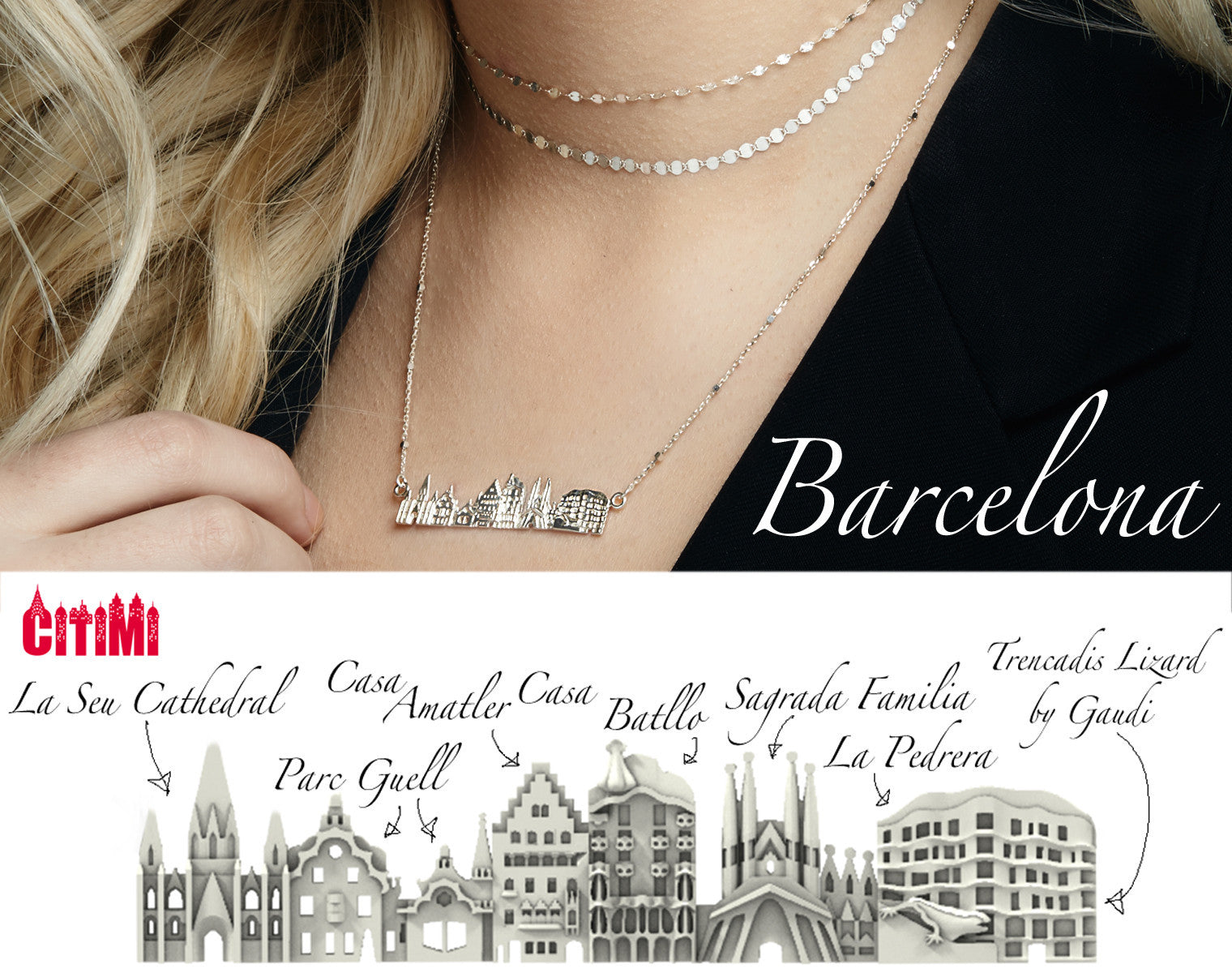 City Necklace Barcelona in 14K/18K Gold