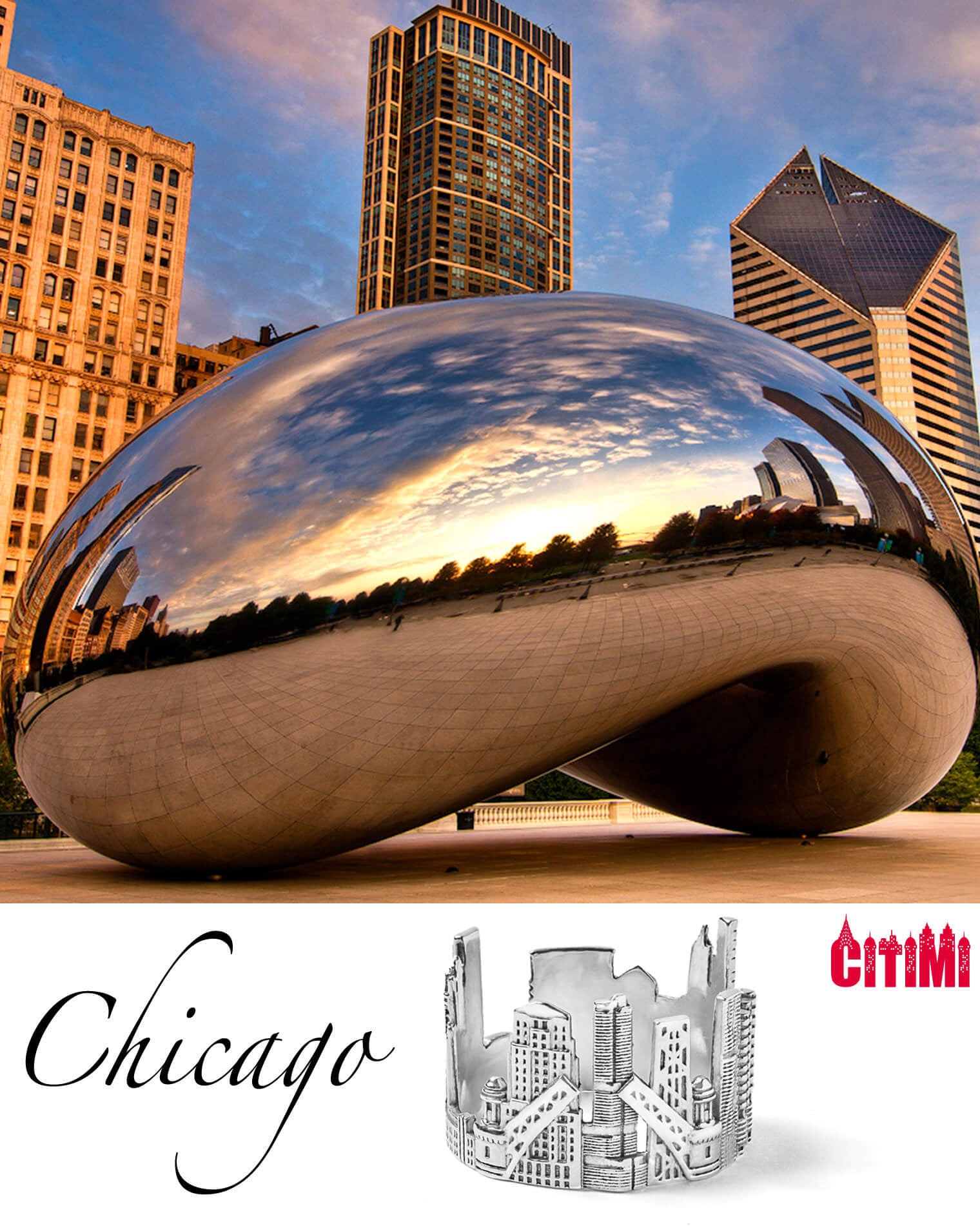 Cityscape Ring Chicago in 14K/18K Gold