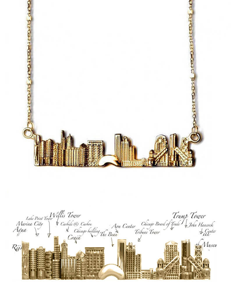 City Necklace Chicago in Sterling Silver