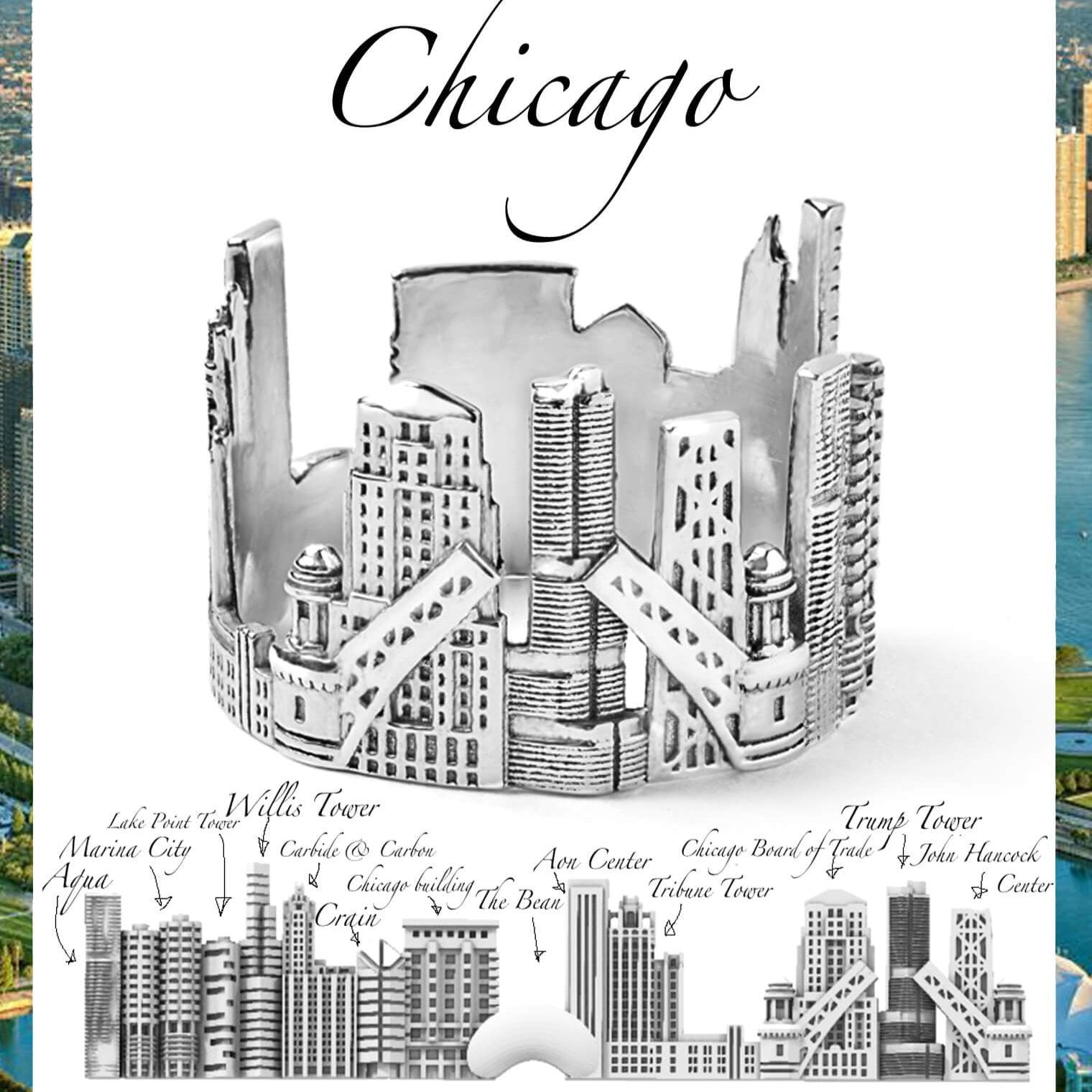 Cityscape Ring Chicago in Sterling Silver