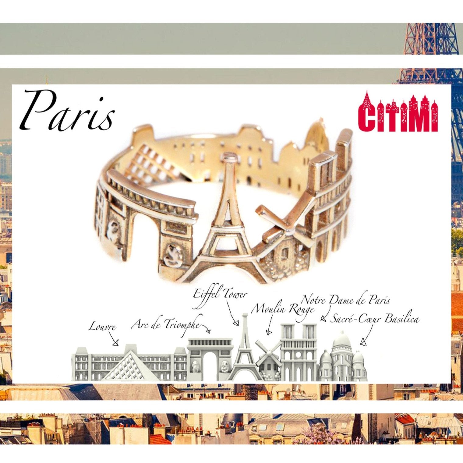 Cityscape Ring Paris in Sterling Silver