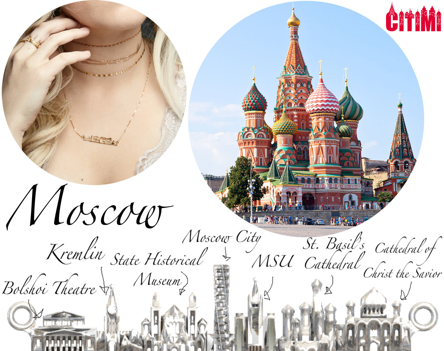 City Necklace Moscow in 14K/18K Gold