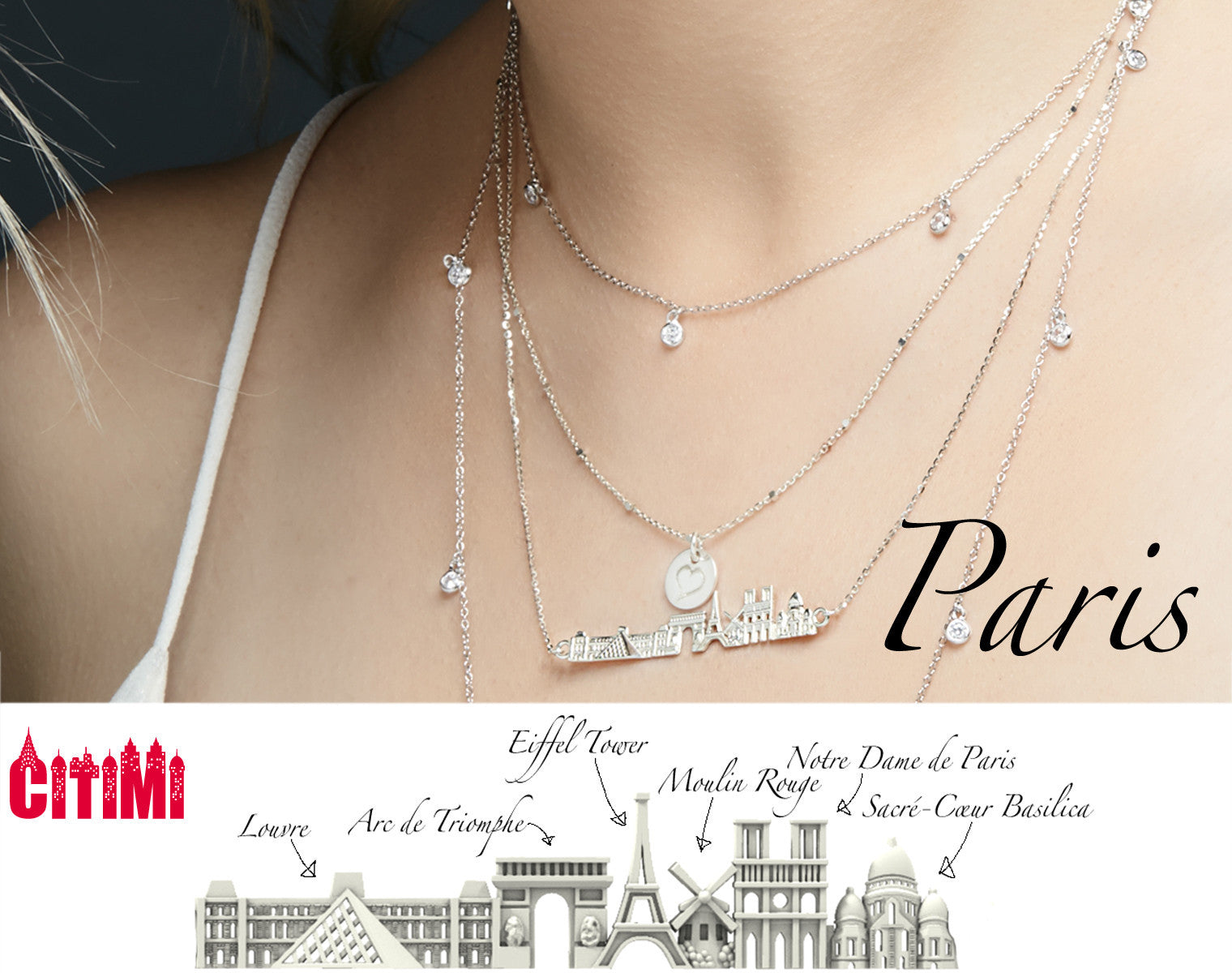 City Necklace Paris in Sterling Silver