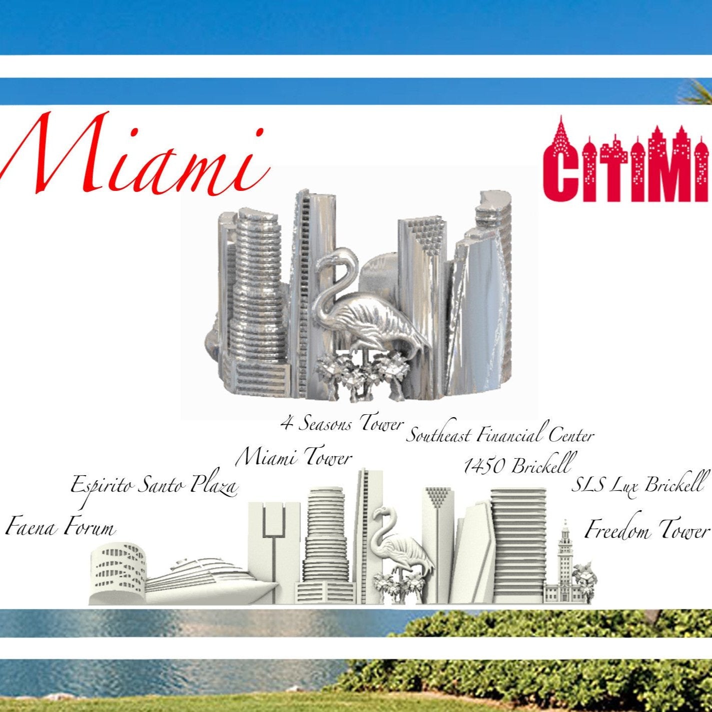 Cityscape Ring Miami in Sterling Silver