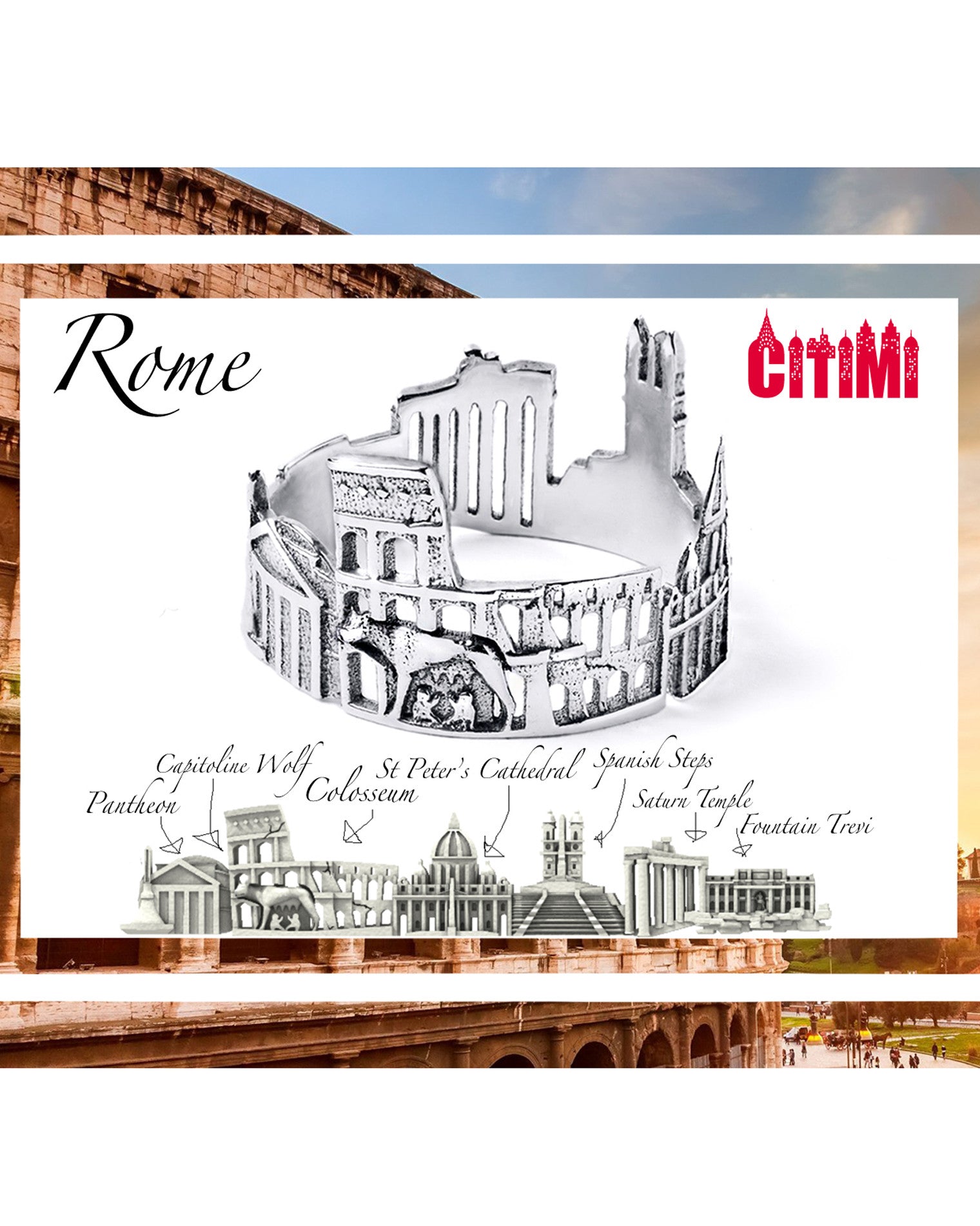 Cityscape Ring Rome in 14K/18K Gold