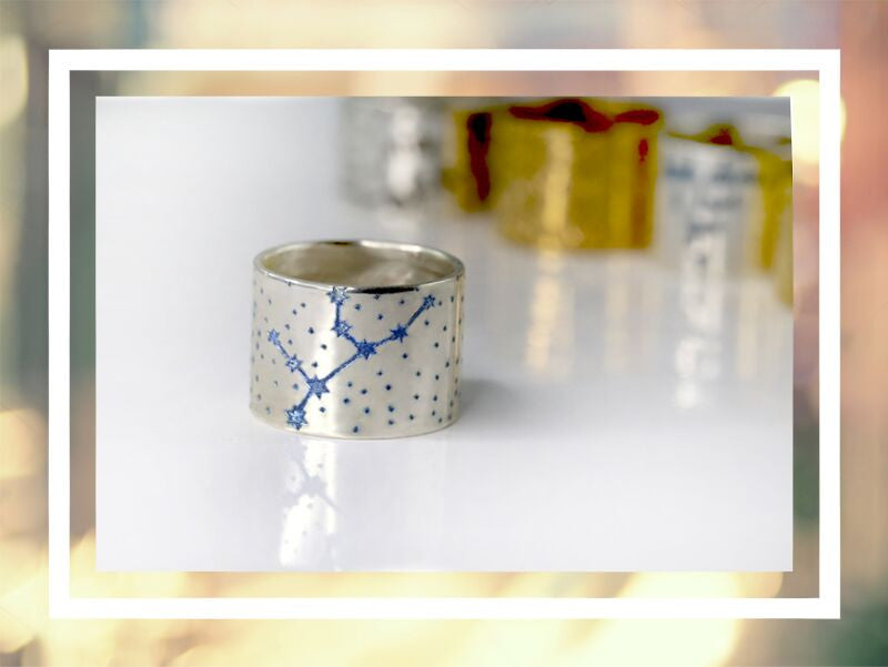 Personalized Constellation Gold Plated Silver Ring