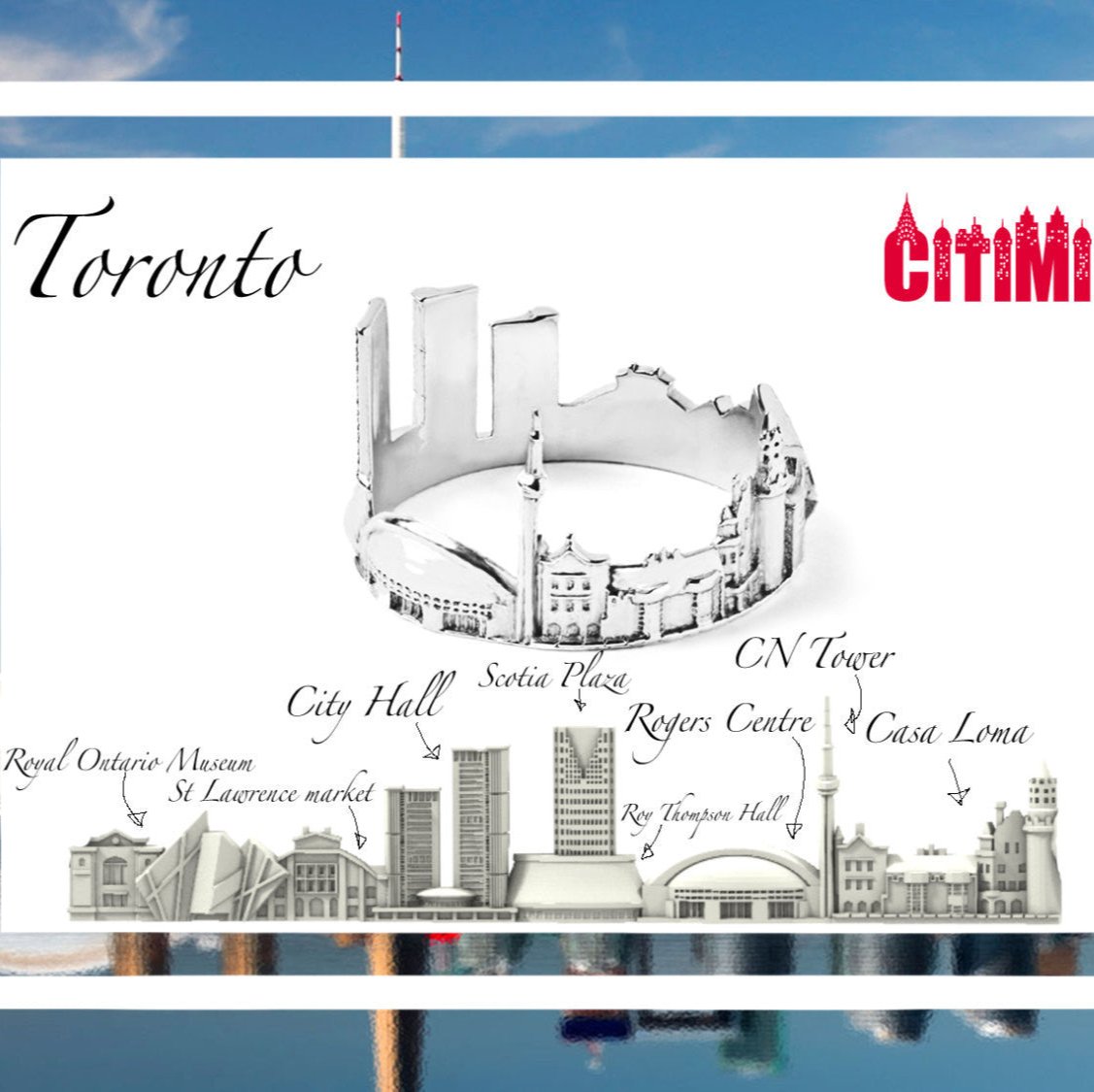 Cityscape Ring Toronto in Sterling Silver