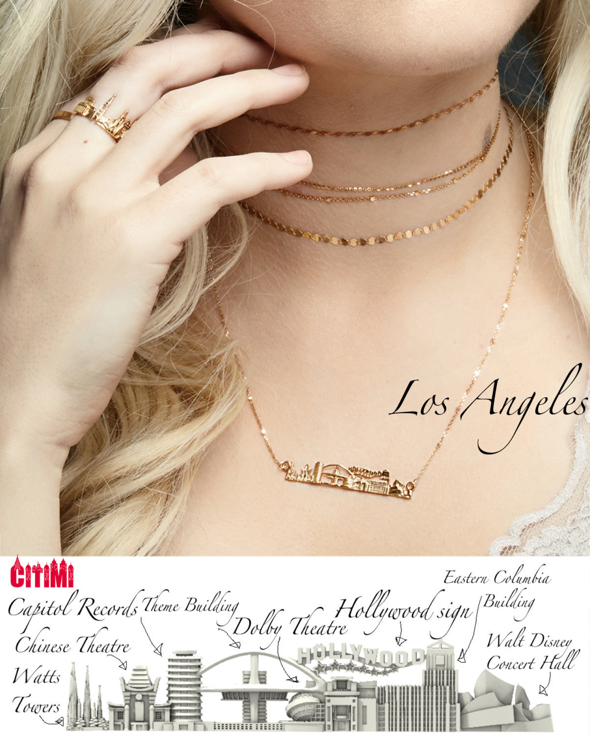 City Necklace Los Angeles in 14K/18K Gold