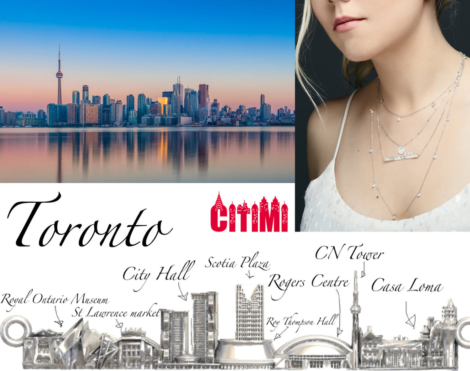 City Necklace Toronto in 14K/18K Gold