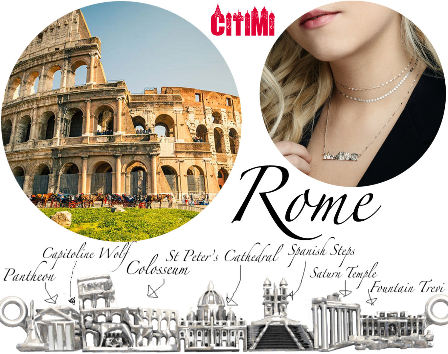 City Necklace Rome in 14K/18K Gold