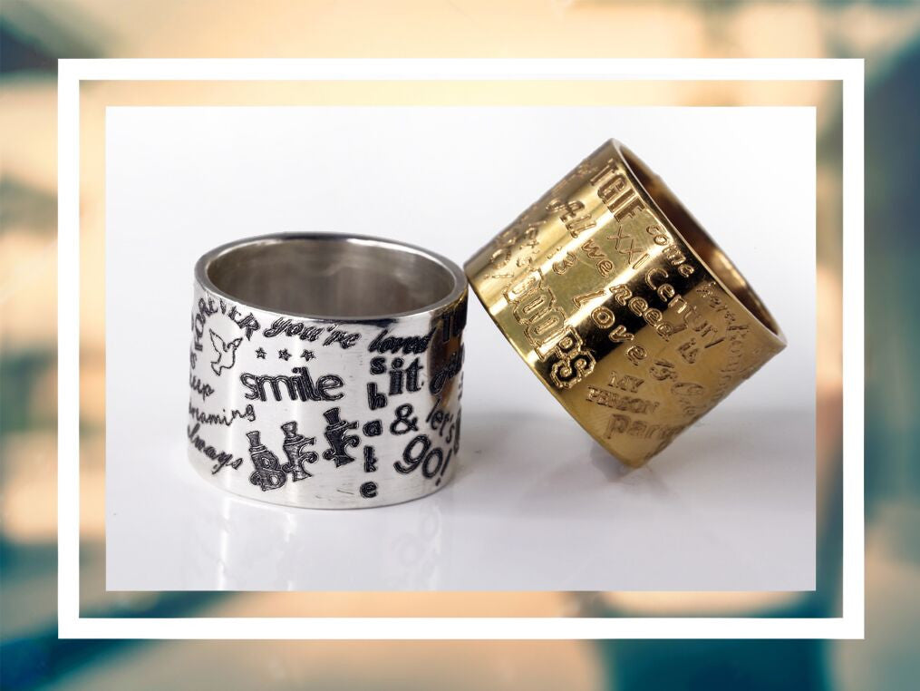 Personalized Rose Gold Plated Silver Ring Graffiti