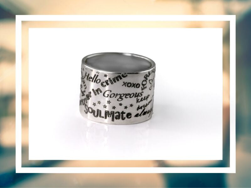 Personalized Rose Gold Plated Silver Ring Graffiti